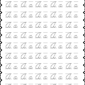 Letter A cursive writing worksheet pdf
