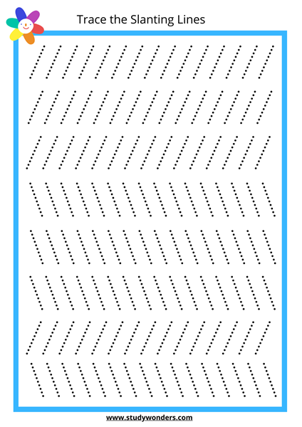 right and left slanting lines worksheet