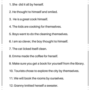 Emphatic pronoun worksheet-with answer key free printable